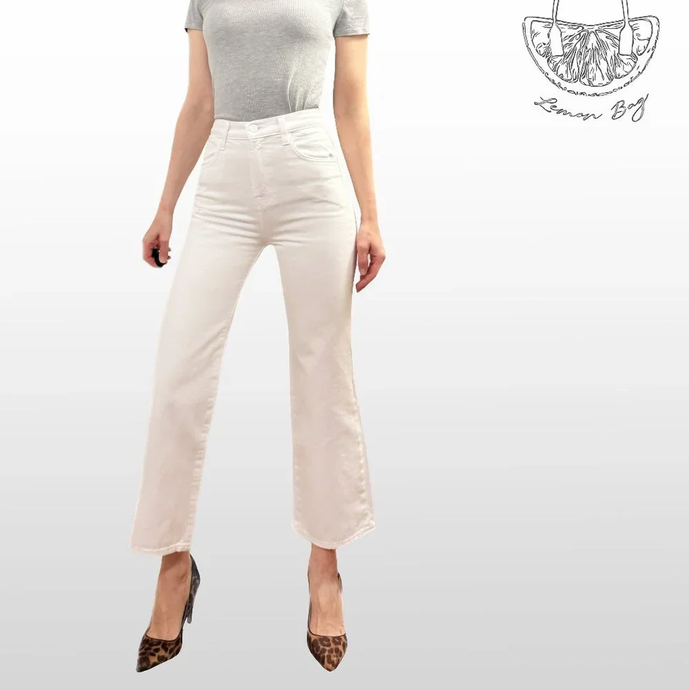 J Brand / High Rise Wide Cropped Jeans / Size 24 / White - Picture 1 of 7